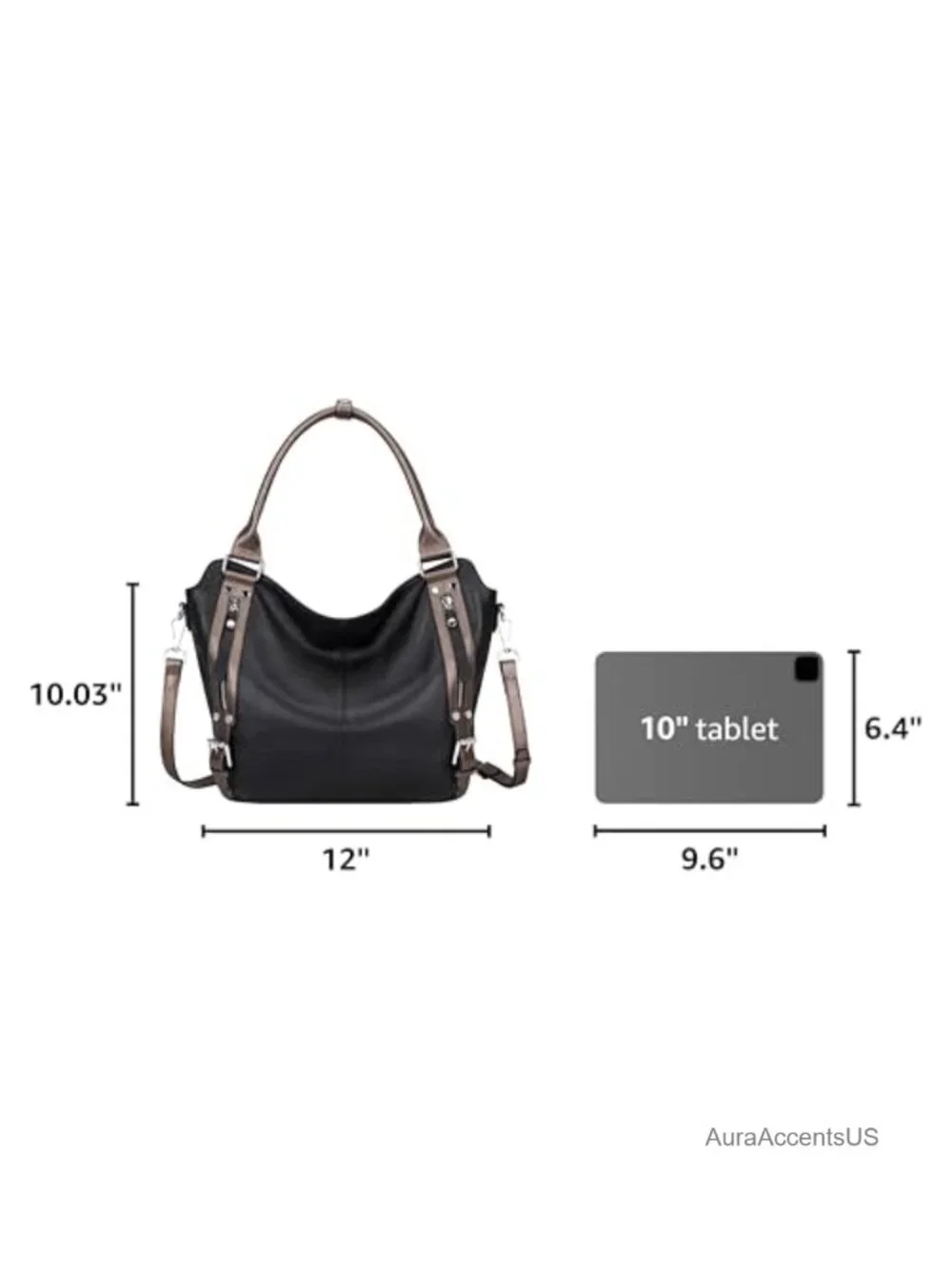 Genuine Leather Large Hobo Bag Multi Pockets Shoulder Purse